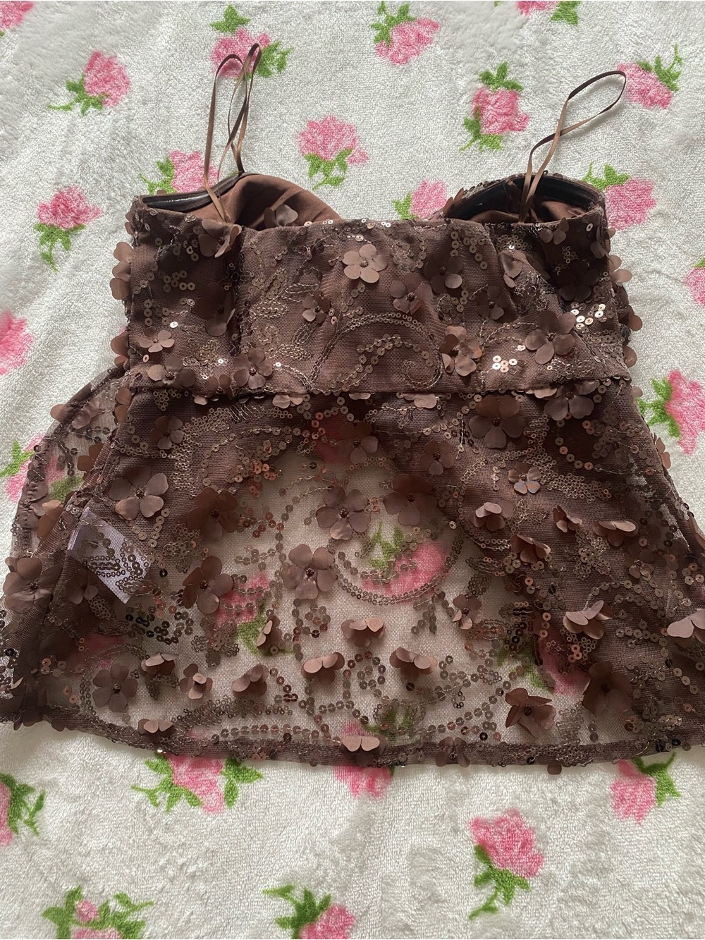 Sincerely Jules Brown Sequin Top - Picture 3 of 3